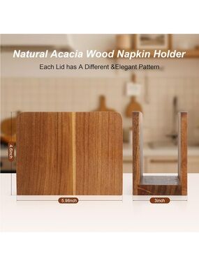 Natural Acacia Wood Napkin or Mail Holder - Warm Brown